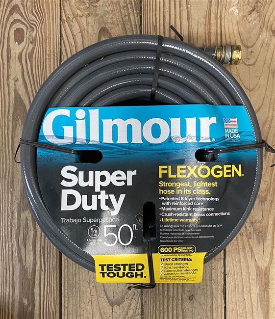 Gilmore Flexogen, Super Duty Water Hose, Grey, 50ft x 5/8"