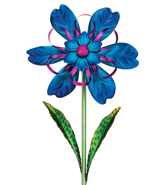 Blue Ribbon Flower Spinner Stake