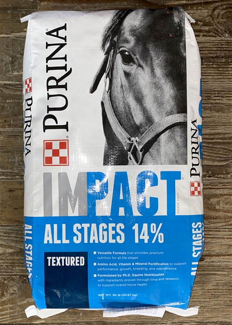 Purina Impact All Stages 14% Textured Horse Feed, 50-lb