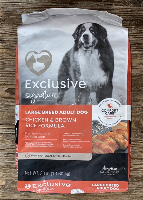 Exclusive Chicken & Brown Rice Formula Large Breed Adult Dry Dog Food, 30-lb