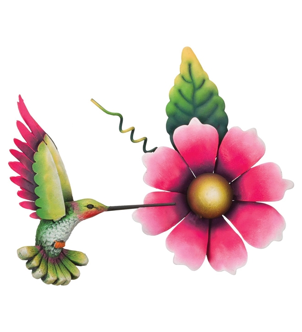 Hummingbird Flower Wall Decor Pink