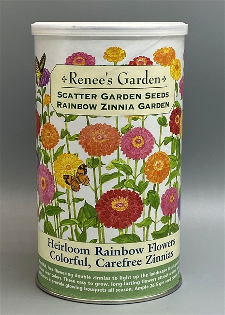 Renee's Garden Scatter Garden Seeds Rainbow Zinnia Garden, Heirloom Rainbow Flowers Colorful, Carefree Zinnias