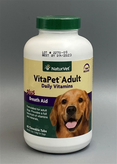 NaturVet VitaPet Adult Daily Vitamins Plus Breath Aid Chewable Tabs 60 ct