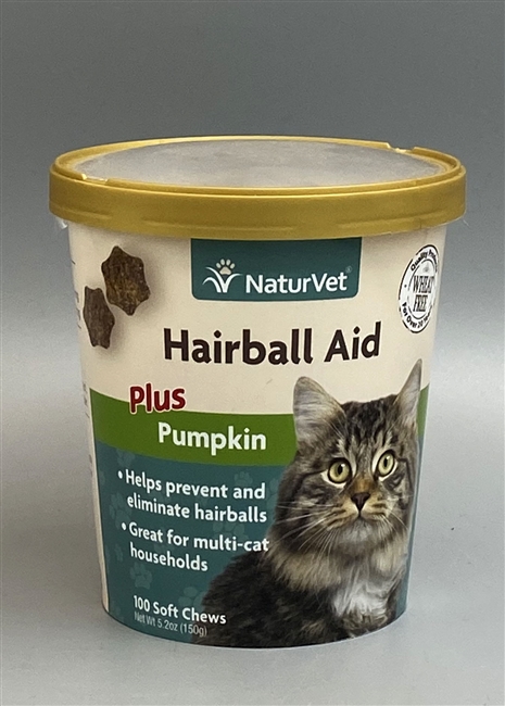 NaturVet Hairball Aid Plus Pumpkin for Cats Soft Chews 100 ct