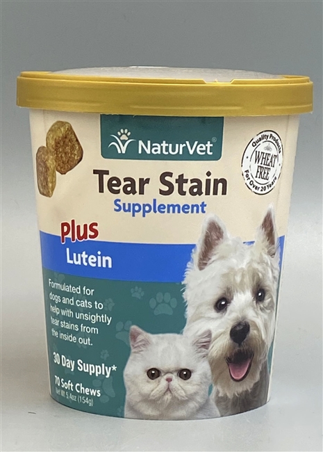 NaturVet Tear Stain Supplement Plus Lutein Soft Chews 70 ct