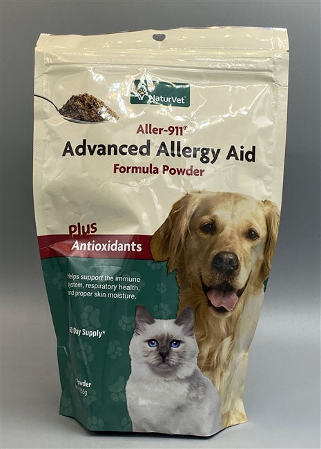 NaturVet Aller-911 Advanced Allergy Aid Powder Plus Antioxidants 9oz