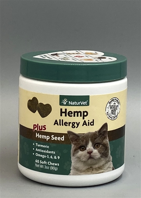 NaturVet Hemp Allergy Aid Plus Hemp Seed for Cats Soft Chews 60 ct