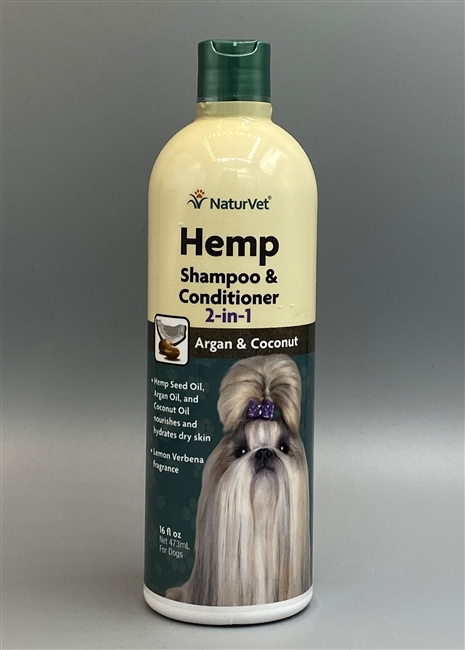 NaturVet Hemp Shampoo & Conditioner 2-in-1 with Argan & Coconut 16 fl oz