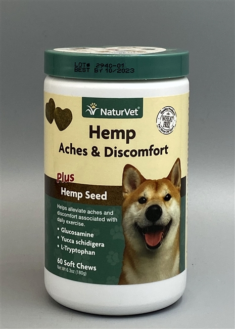NaturVet Hemp Aches & Discomfort Plus Hemp Seed Soft Chews 60 ct