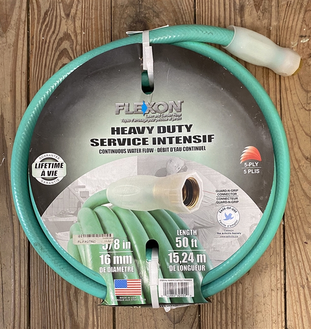 Flexon Heavy Duty Water Hose, Green, 50ft x 5/8"