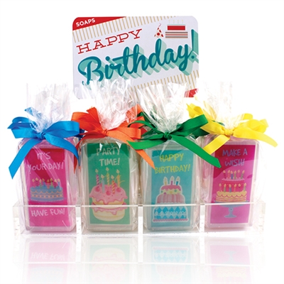 Clearly Fun Happy Birthday Soap Collections - 12 soaps + display