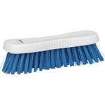 Vikan 3893, Vikan Resin Set Hand Scrub- Stiff This multi-purpose scrub brush has angled bristles to clean hard to reach corners. Polyester bristles are affixed to a solid polypropylene block with resin