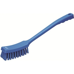 Vikan 4183, Vikan Long-handled churn brush, soft bristles The long handle on this brush allows the operator to reach into parts of equipment that are hard to access. The medium strength bristle is soft enough to create a washing action