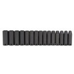 Proto J74217, Proto - 1/2" Drive 15 Piece Impact Metric Thin Wall Socket Set - 6 Point