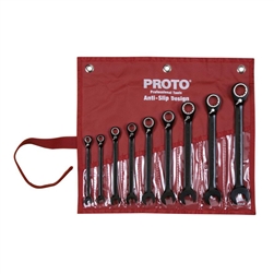 Proto JSCV-9S, Proto - 9 Piece Black Chrome Reversible Combination Ratcheting Wrench Set - Spline