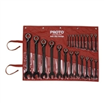 Proto JSCVM-22S, Proto - 22 Piece Black Chrome Reversible Combination Ratcheting Wrench Set - Spline