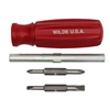 Wilde Tool SW6-BB, Wilde Tools- 6 in 1 Quick Change Screw Driver Manufactured & Assembled in U.S.A.<br>
2 Phillips 2 Slotted 2 Hex<br>
1/4" & 5/8 Hex<br>
Finish : Handle, Each