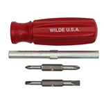 Wilde Tool SW6-BB, Wilde Tools- 6 in 1 Quick Change Screw Driver Manufactured & Assembled in U.S.A.<br>
2 Phillips 2 Slotted 2 Hex<br>
1/4" & 5/8 Hex<br>
Finish : Handle, Each