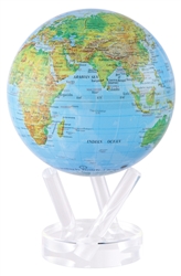 Mova 6" Solar Spinning Globe Blue with Relief Map