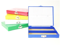 100 Capacity ABS Microscope Slide Box - Blue, Case of 50 Boxes