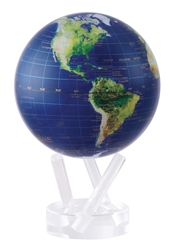 Mova 4-1/2" Solar Spinning Globe Satellite View with Gold Lettering
