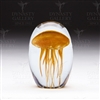 Handmade Glass Glowing Jellyfish Paperweight Orange 4"