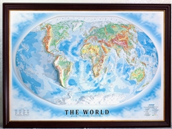 High Raised Relief Panorama Map of the World 44" x 32"