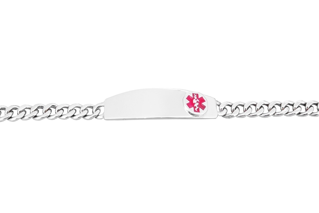 Women's sterling silver link medical id bracelet