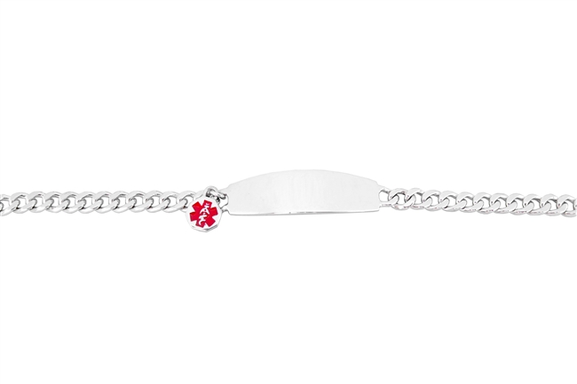 Women's Sterling Silver Medical ID Bracelet with Charm