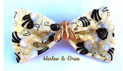 Bee Happy Hair Bow - Bee Print