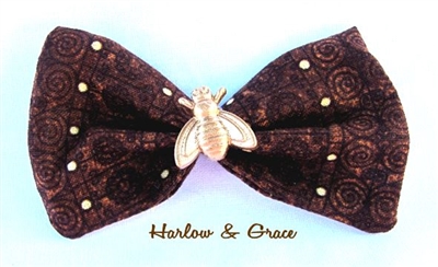 Bee Happy Hair Bow - Brown