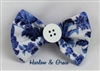 blue floral hair bow