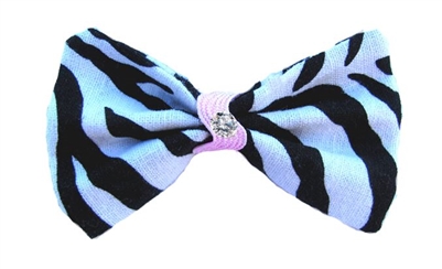 Zebra Hair Bow Light Pink