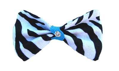 Zebra Hair Bow Turquoise