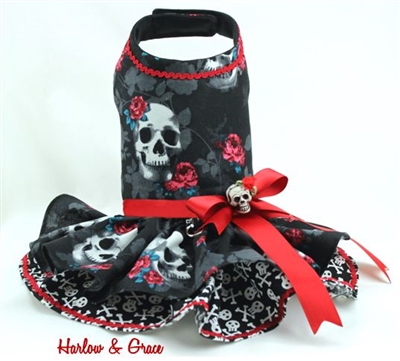 skulls and roses dog clothes for halloween