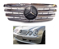 E-Class All Chrome Grille W/Chrome Star W210 2000-2002 E320 E500 E55 E430