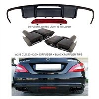 CLS63 AMG Diffuser + Black Muffler Tips + Led Light W218 2014-2016 CLS550 CLS600 CLS63