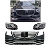2018-Up Style Maybach Sedan Conversion  Front Bumper + Grille + Led Headlights  W222 S550 S63 S400 S450 2014-2020