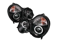 E-Class Projector Headlight Black Housing Pair 96-99 W210 E320/E500/E55