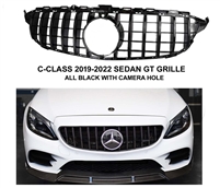 C-Class GT All Black Grille W205 2015-2017 C250 C200 C300 C350 (With Camera Hole)