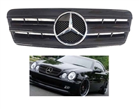 CLK All Black Grille W/Chrome Star W208 1997-2002 CLK320 CLK430 CLK55