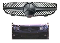 CLK MATTE BLACK GRILLE ASSY W/OEM BLACK STAR 03-09 W209 CLK320/CLK500/CLK350'CLK55