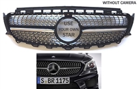 E-Class Sedan Diamond Grille Black-Chrome W213 2017-2020 E300 E350 E500 E550 (Without Camera Style) Will Not Fit E63 AMG