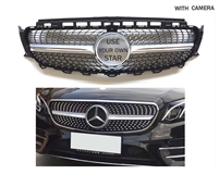 E-Class Sedan Diamond Grille Silver-Chrome W213 2017-2020 E300 E350 E500 E550 E63 (With Camera Style)