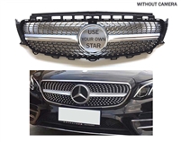 E-Class Sedan Diamond Grille Silver-Chrome W213 2017-2020 E300 E350 E500 E550 E63 (Without Camera Style) Will Not Fit E63 AMG