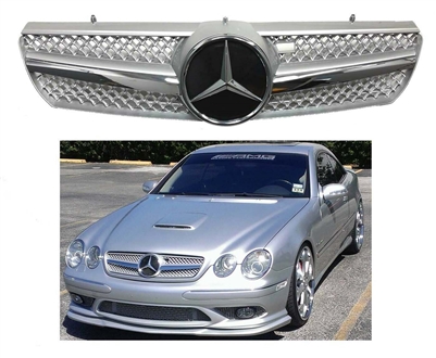 CL63 Style Grille Silver With Chrome Star W215 CL500 CL600 CL55 2000 2001 2002 2003 2004 2005 2006