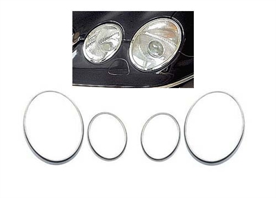 CL Headlight Chrome Moldings Pair 00-06 W215 CL500/CL600/CL55