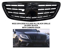 S-Class All Black Shiny Front Grille S65 Style W222 2014-2018 S550 S350 S400 S63