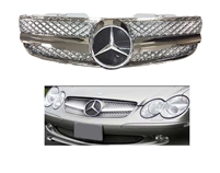 SL All-Chrome Grille With Chrome Star AMG Style R230 2007-2008 SL550 SL600 SL63