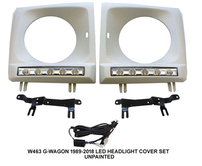 G-Wagon Daytime Running Led Headlight Bezel Primed W463 1989-2018 G500/G550/G55/G63